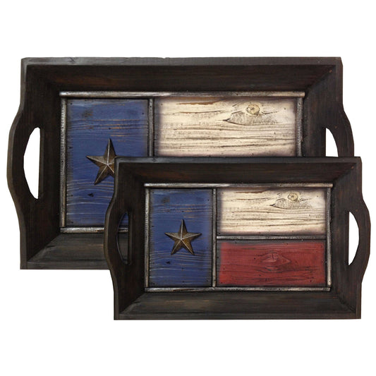 Texas Themed - Texas Flag Tray Set (Set of 2) - Multi Color