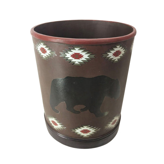 Aztec Bear - Wastebasket - Dark Brown / Black