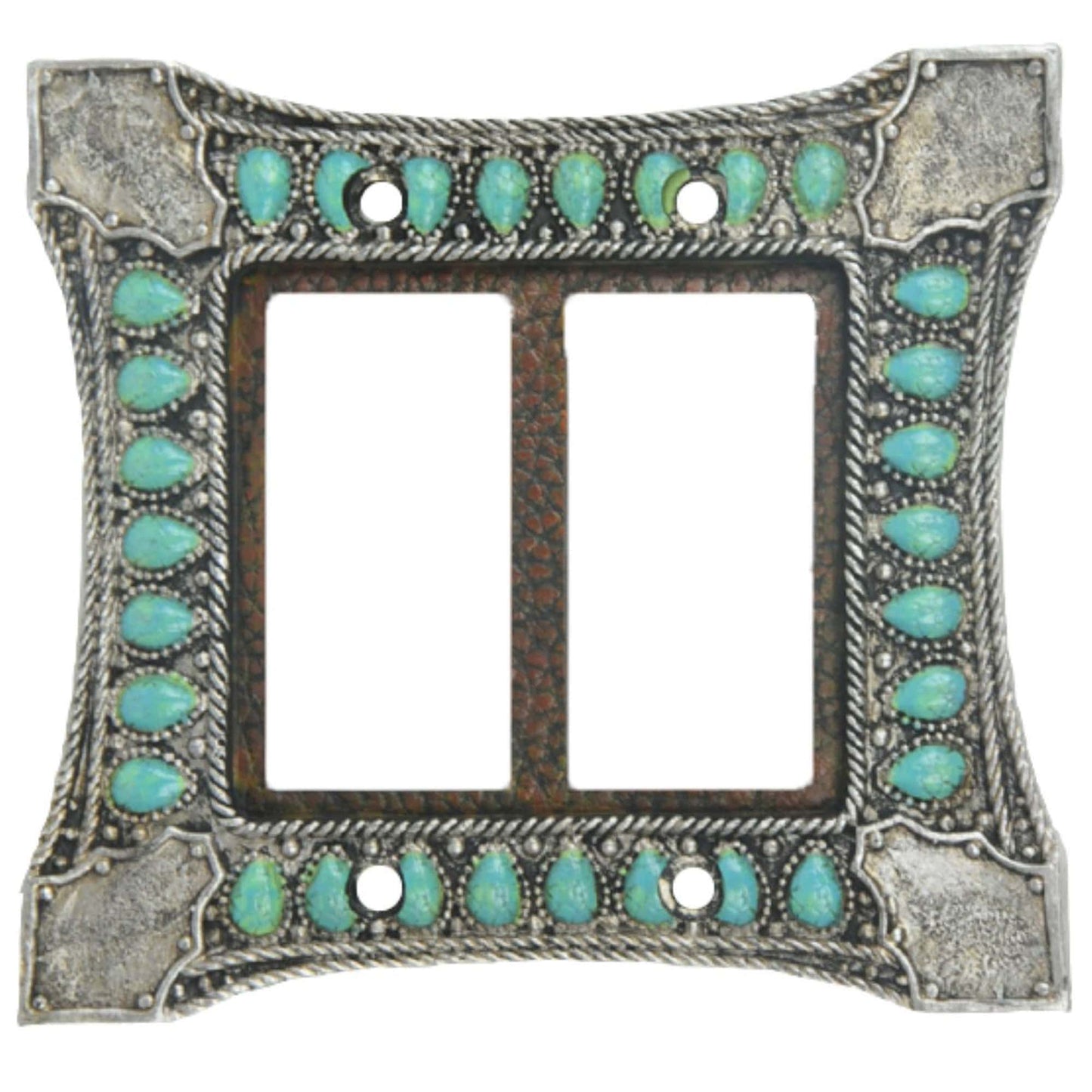 Turquoise Switch Plate - 5.5" x 4.75" Double Rocker Wall Switch Plate - Turquoise