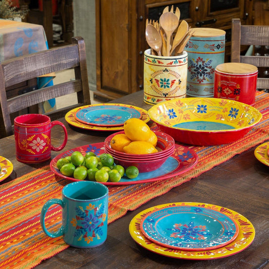 Bonita - Talavera Design Melamine Set (Set of 14) - Yellow / Blue