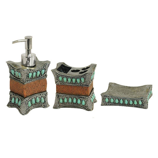 Turquoise - Countertop Bathroom Set (Set of 3) - Turquoise