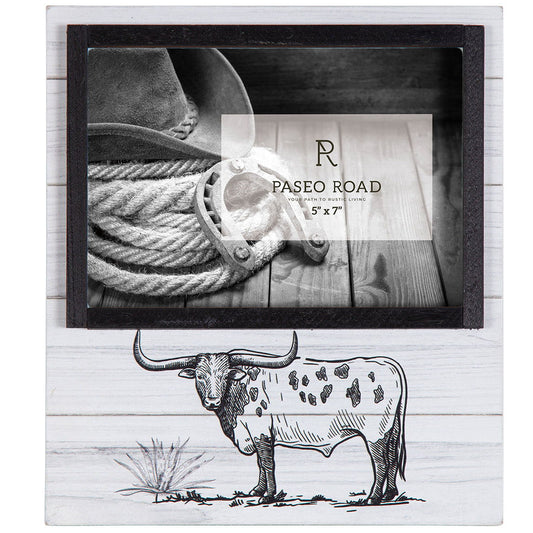 Ranch Life - 5" x 7" Picture Frame Steer - Black / White