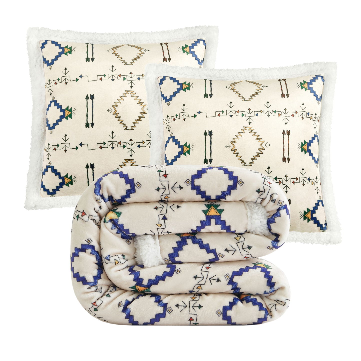 Campfire - Arrow Campfire Sherpa Throw Set (Set of 3) - Multi Color