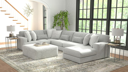 Logan - Upholstered Sectional With Comfort Coil Seating - 46" Cocktail Ottoman And Accent Pillows Included