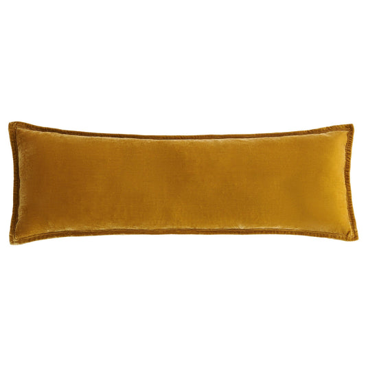 Stella - Faux Silk Velvet Long Lumbar Pillow - Saffron