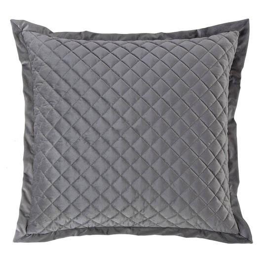 Velvet Diamond - Quilted Euro Sham - Gray