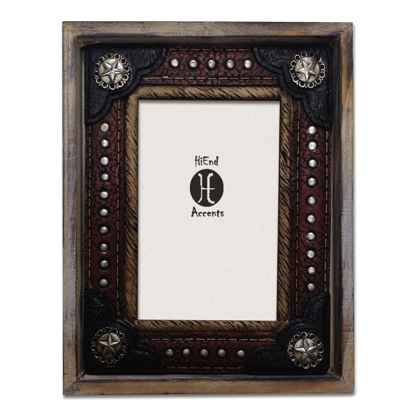 Picture Frame - 4" x 6" Wooden Resin Leather Insert Picture Frame - Multi