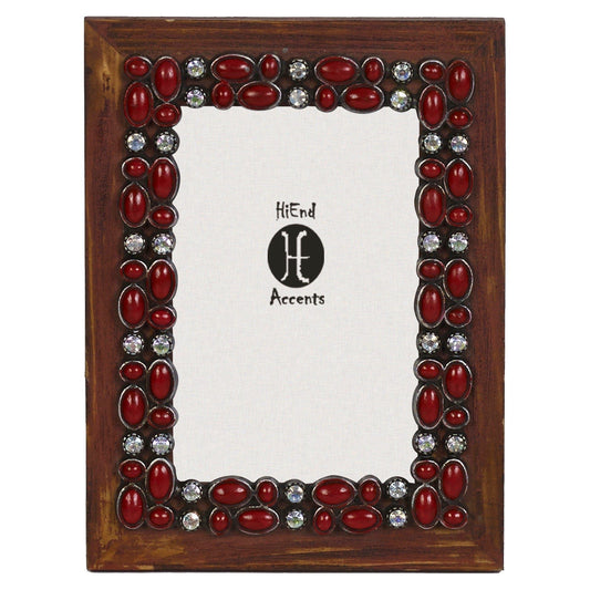 Picture Frame - 4" x 6" Red Stone Wooden Picture Frame - Multi