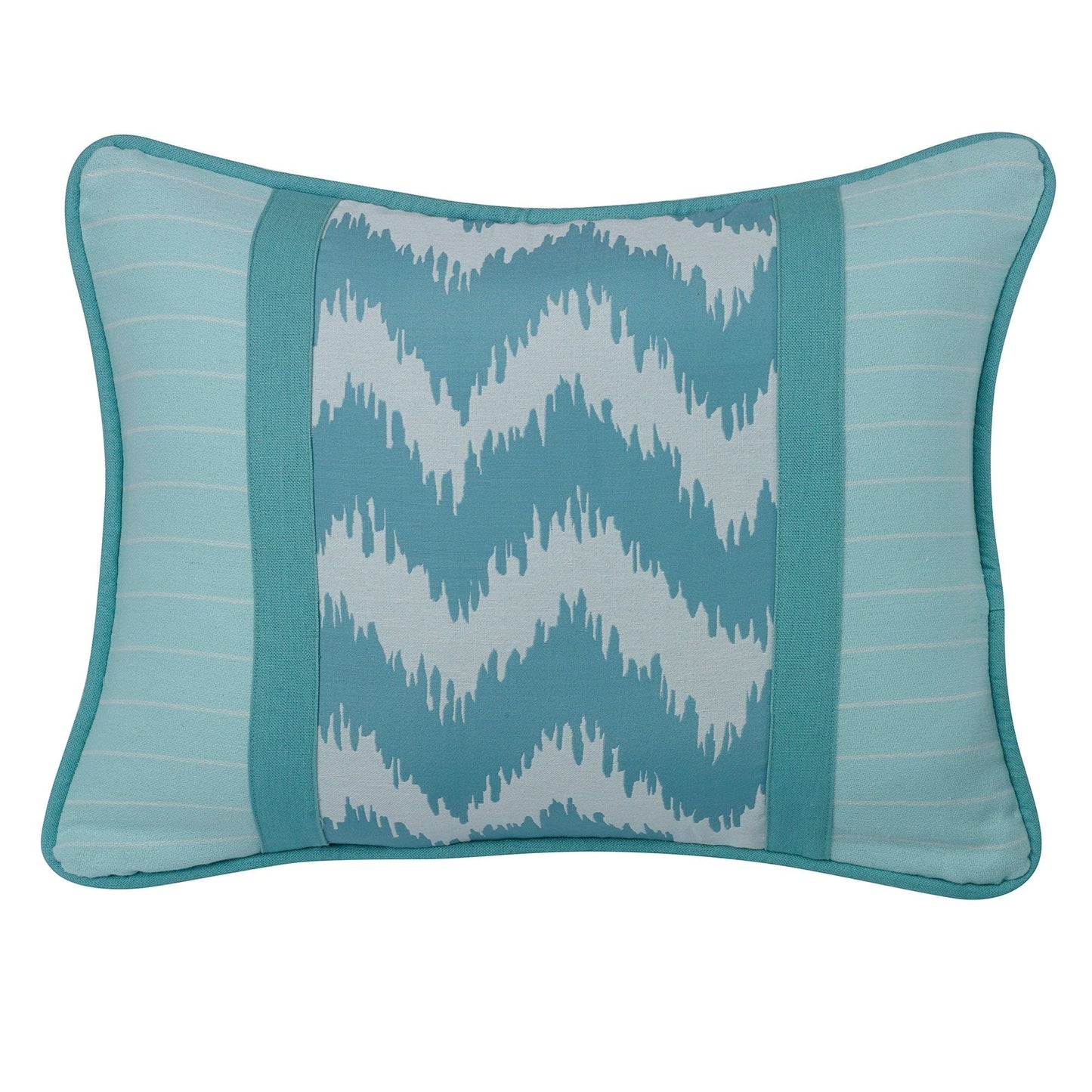 Catalina - Chevron Print Accented Striped Pillow - Blue