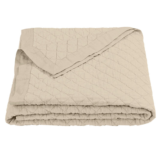 Diamond Linen - Full/Queen Linen Cotton Diamond Quilt - Light Tan