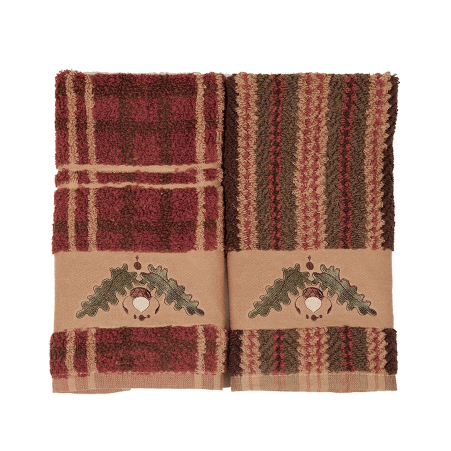 Embroidered Acorn Towel Set Plaid (Set of 3) - Multi