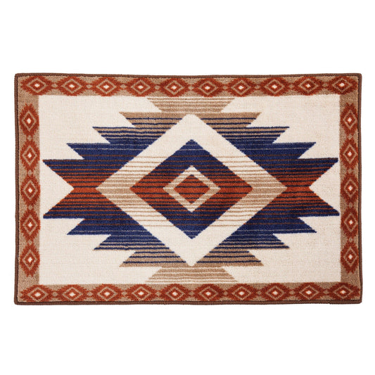 Aztec - Rug - Cream Blue & Terracotta