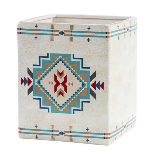 Spirit Valley - Ceramic Wastebasket - Cream / Red / Green