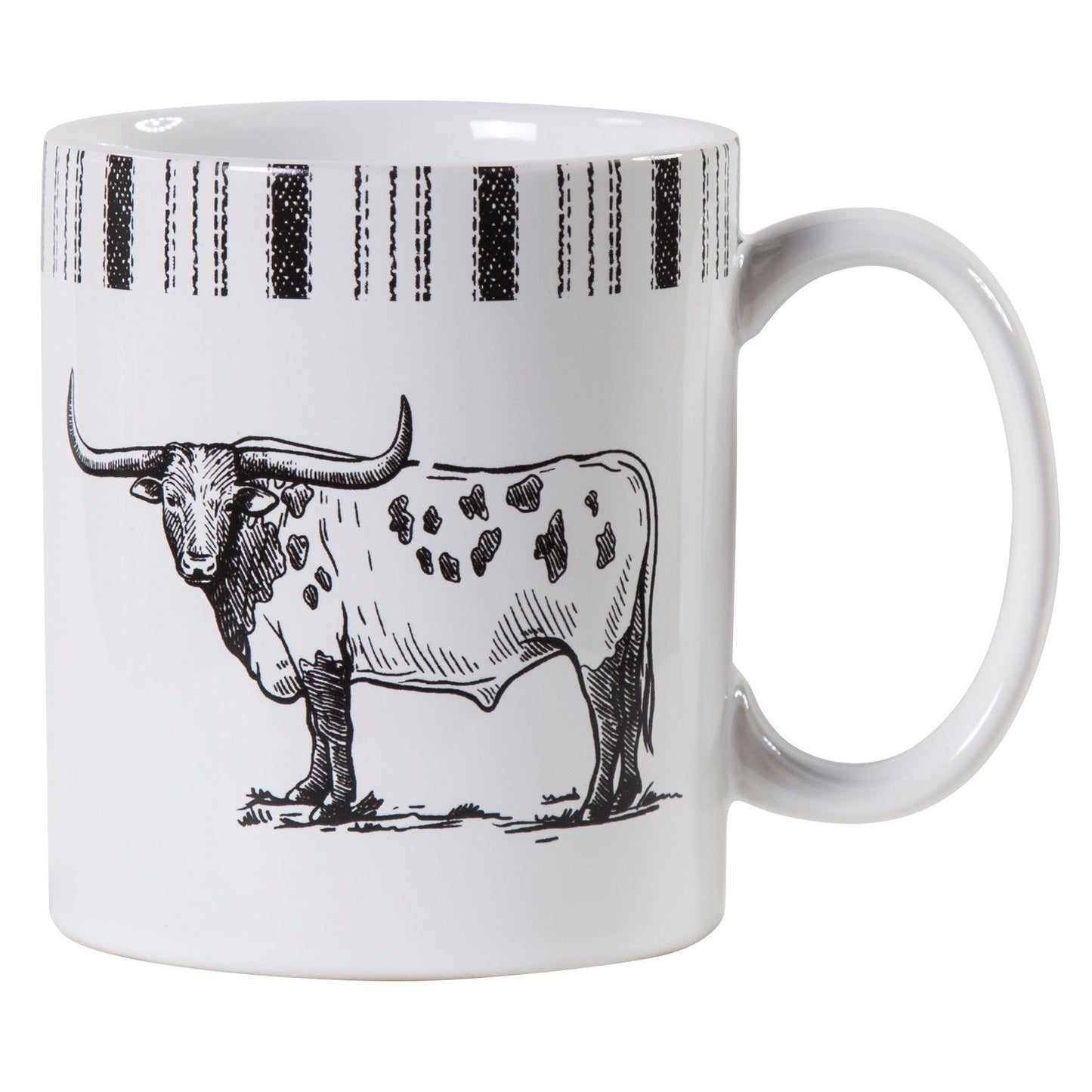 Ranch Life - Longhorn Mug (Set of 4) - Black / White