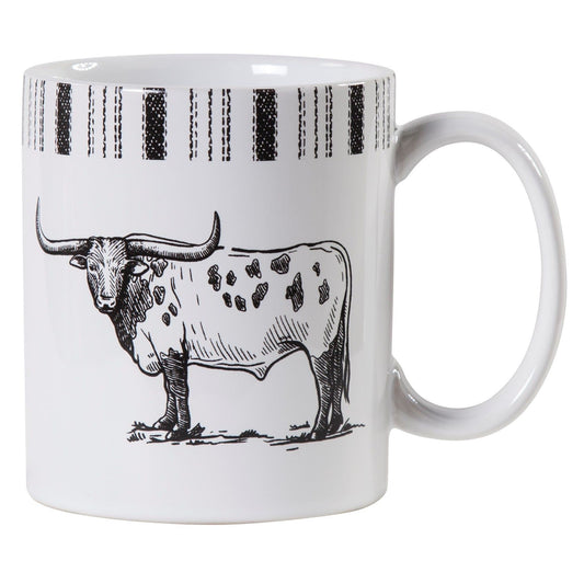 Ranch Life - Longhorn Mug (Set of 4) - Black / White
