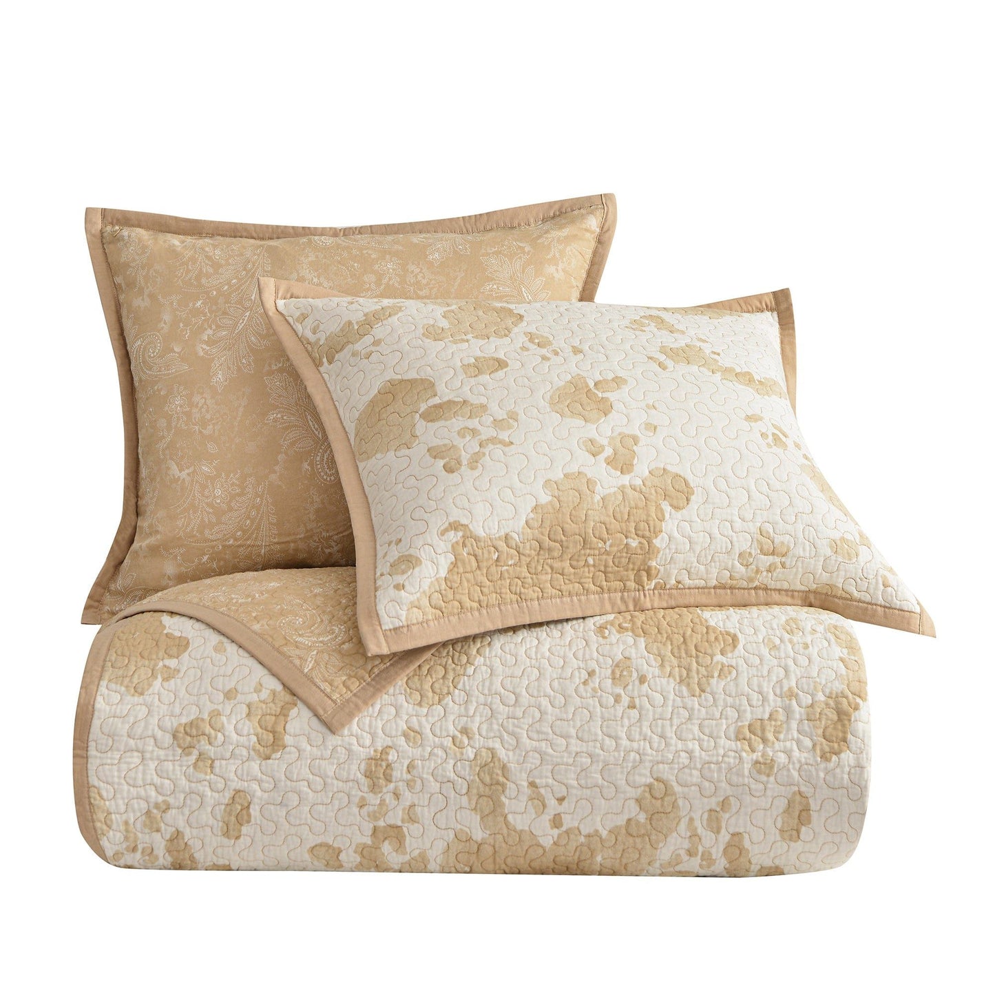 Elsa Cowhide - Full/Queen Reversible Quilt Set (Set of 3) - Light Tan