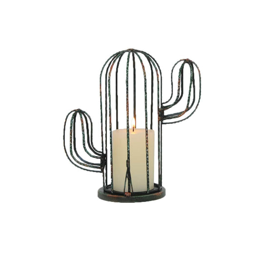 Wall Décor - Cactus Cage Pillar Candle Holder - Black