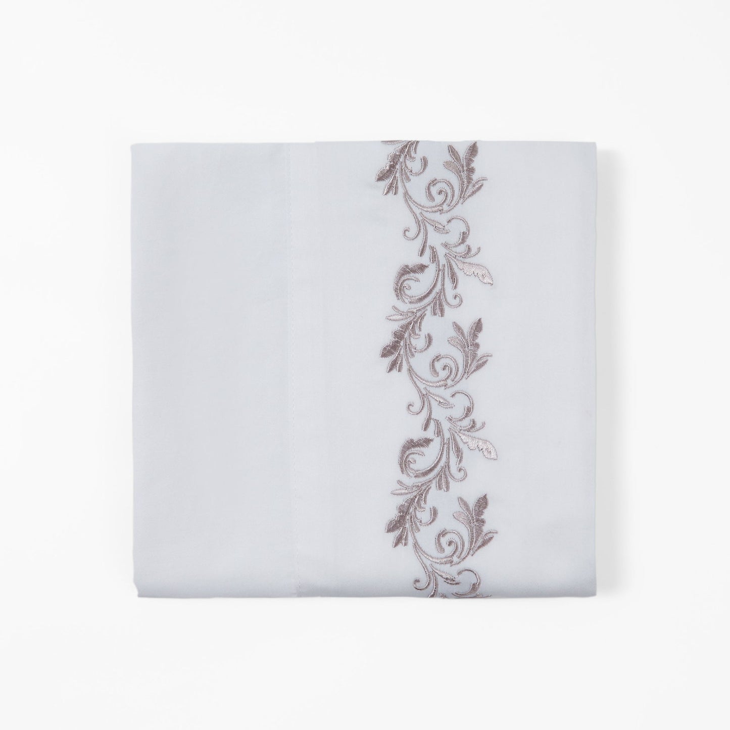 Scroll Sheet - Queen 350TC Gray Scroll Embroidered Sheet Set (Set of 4) - White