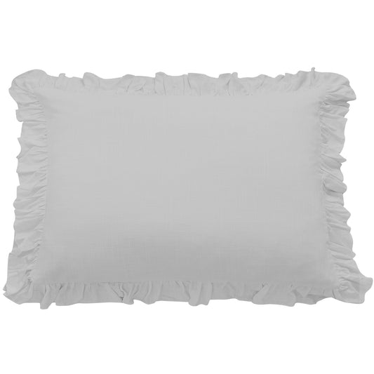 Lily - Washed Linen Ruffled Dutch Euro Pillow - Light Gray