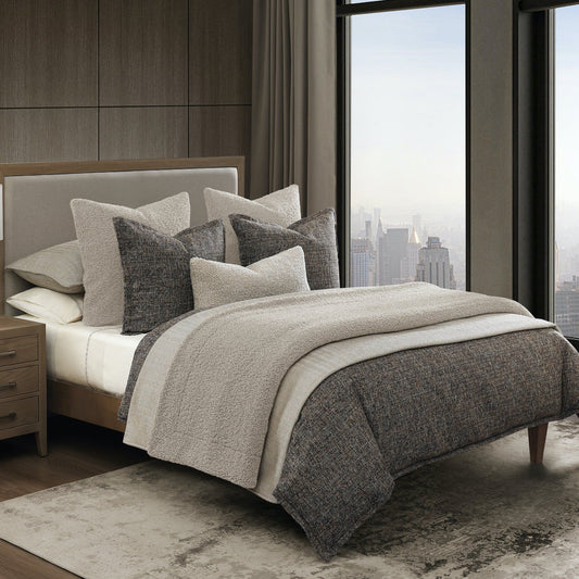 Tweed - Queen Duvet Cover Set (Set of 3) - Brown