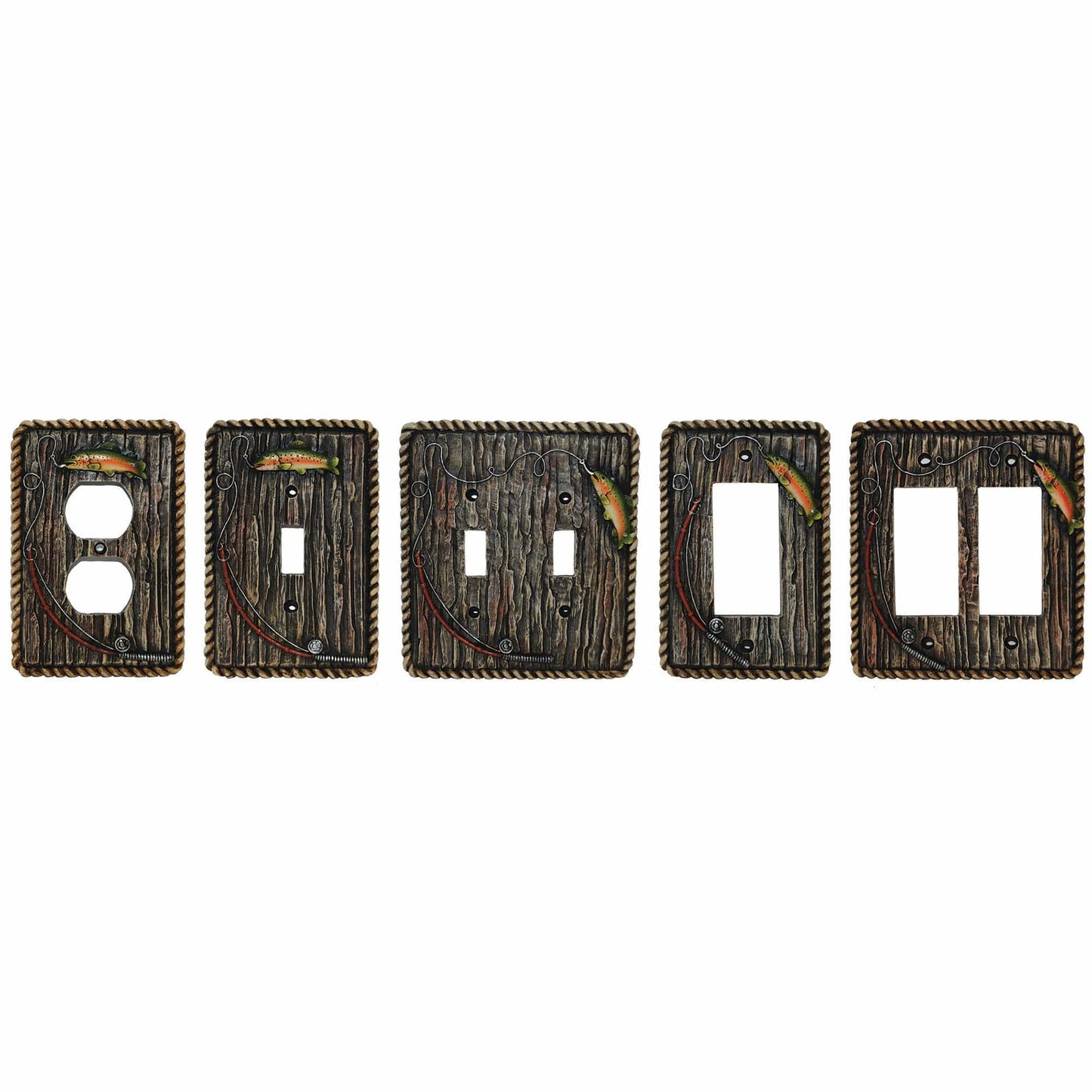 Rainbow Trout Switch Plate - 5" x 5" Double Rocker Wall Switch Plate - Multi