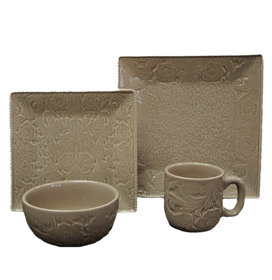 Savannah - Ceramic Dinnerware Set (Set of 16) - Taupe