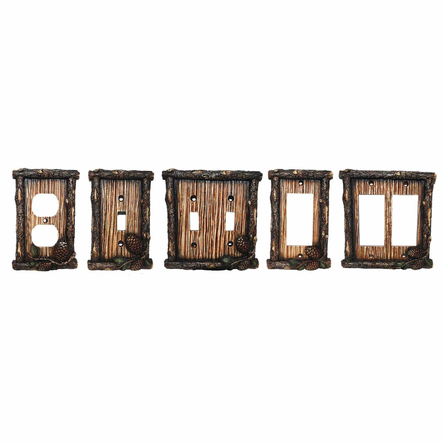 Pine Cone Switch Plate - 5" x 5" Pine Cone Double Rocker Wall Switch Plate - Multi