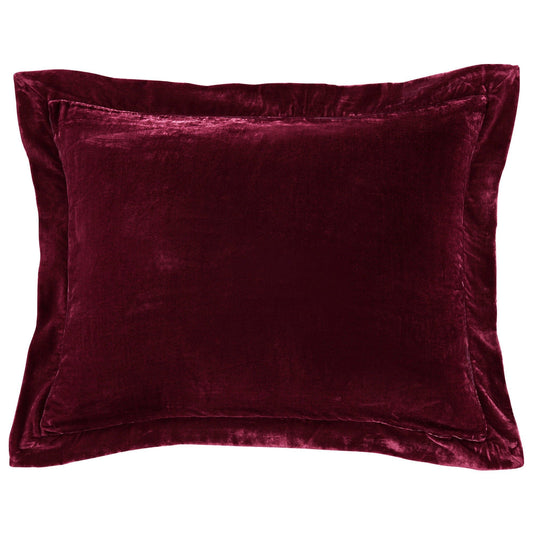 Stella - Faux Silk Velvet Flanged Dutch Euro Pillow - Garnet Red
