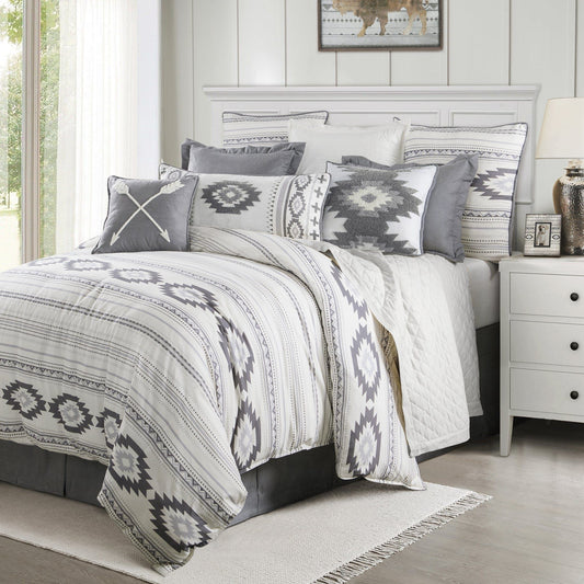 Free Spirit - King Comforter Set (Set of 4) - Gray / White