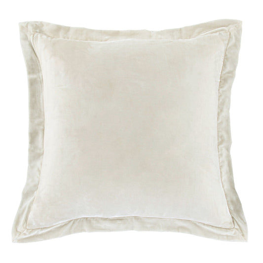 Stella - Faux Silk Velvet Flanged Euro Sham - Stone