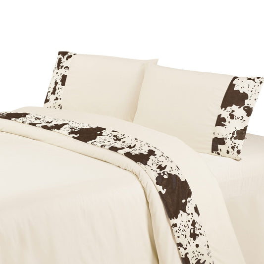 Elsa Cowhide - King 350TC Cowhide Sheet Set (Set of 4) - Cream / Dark Brown
