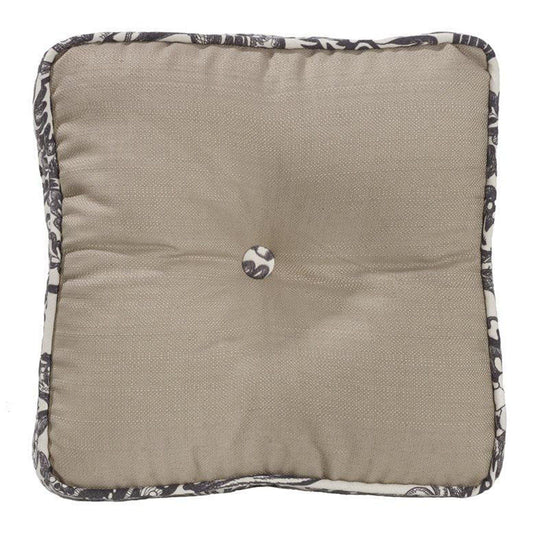 Augusta Toile - Buttoned Toile Box Pillow - Tan