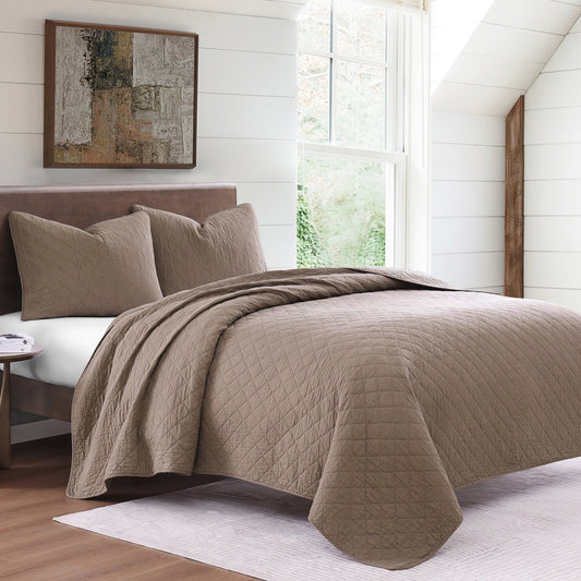 Cotton Comfort - King Quilt Set (Set of 3) - Mocha