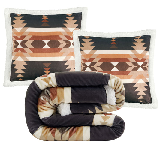 Campfire - Yosemite Campfire Sherpa Throw Set (Set of 3) - Black