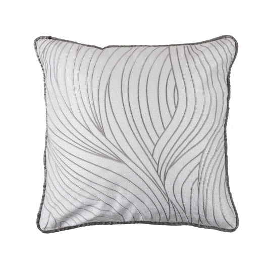 Celeste - Wave Reversible Soft Velvet Throw Pillow - Silver / Gray