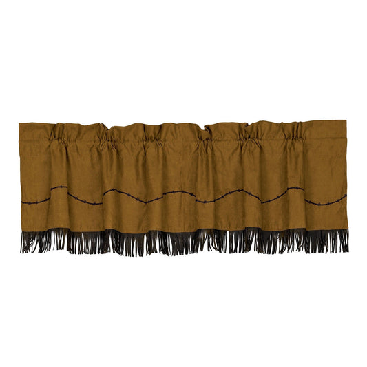 Rustic Barbwire - Barbwire Fringed Valance - Tan