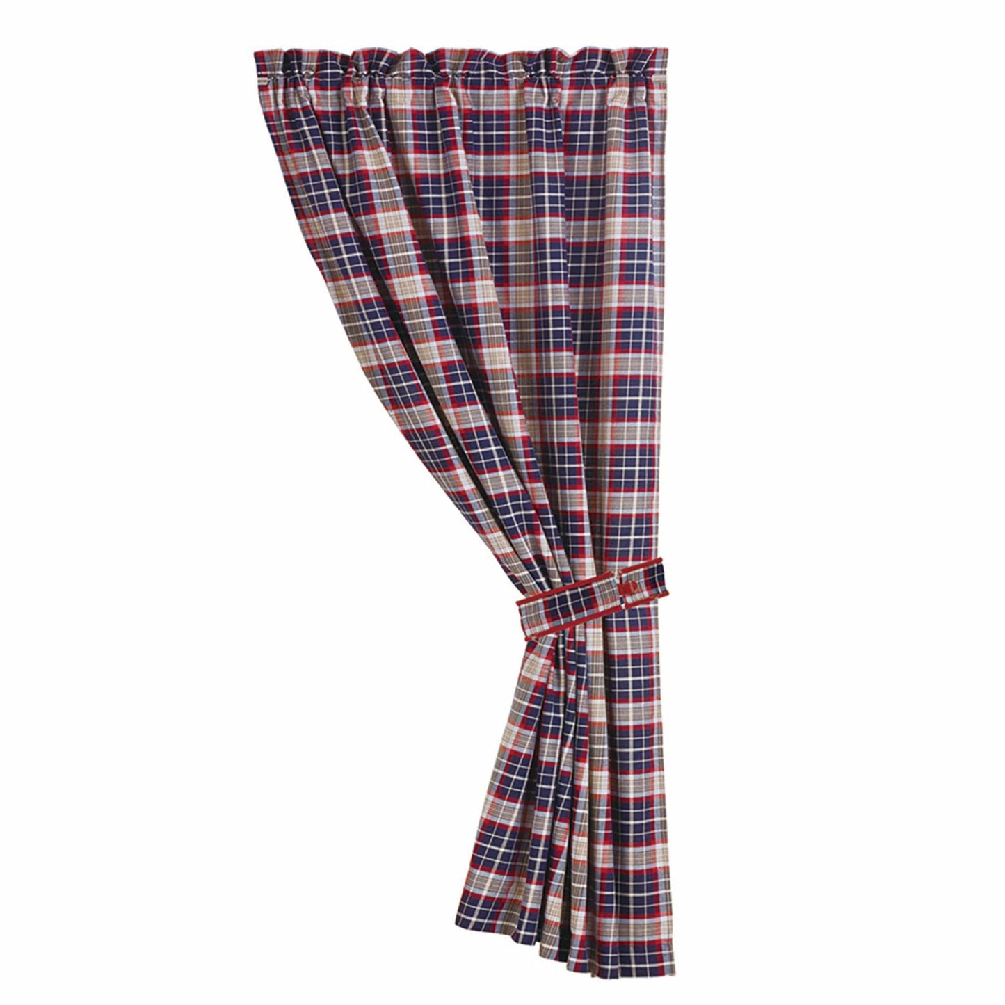 South Haven - Plaid Curtain With Tieback - Blue / Red