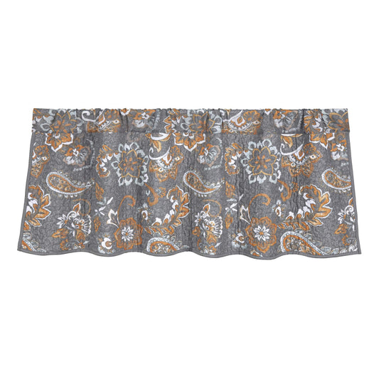 Abbie - Western Paisley Reversible Quilted Valance - Gray