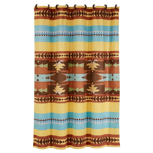 Mesa - Southwestern Shower Curtain - Blue / Yellow / Brown
