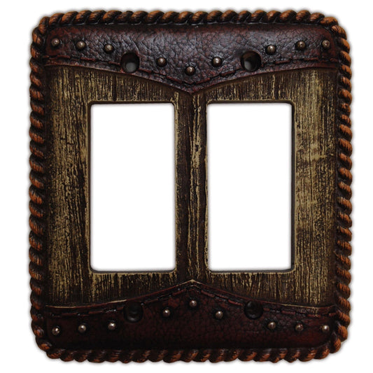 Woodgrain Switch Plate - 5" x 5" Woodgrain Double Yoke Double Rocker Wall Switch Plate - Multi