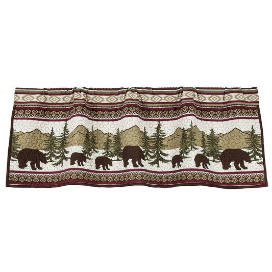 Bear Trail - Quilted Valance - Red / White / Tan