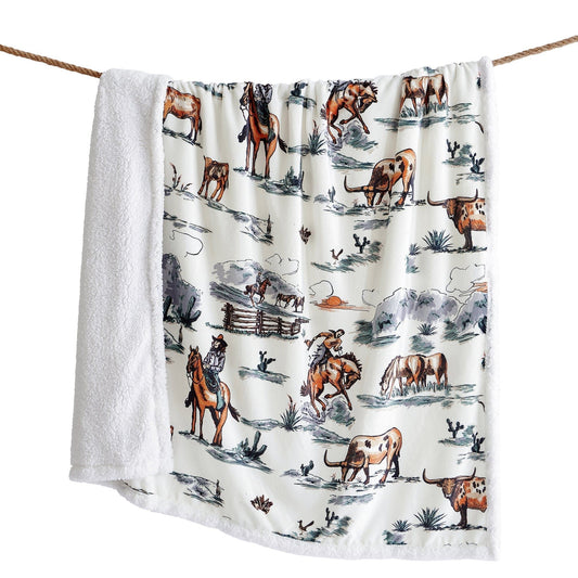 Campfire - Ranch Life Western Toile Campfire Sherpa Throw - Duffle Bag