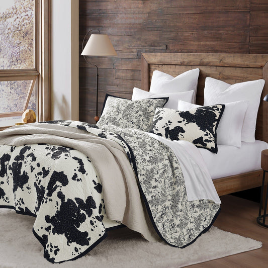 Clara - Twin Cowhide Reversible Quilt Set (Set of 2) - Black