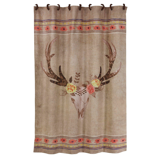 Desert Skull - Shower Curtain - Tan / Pink