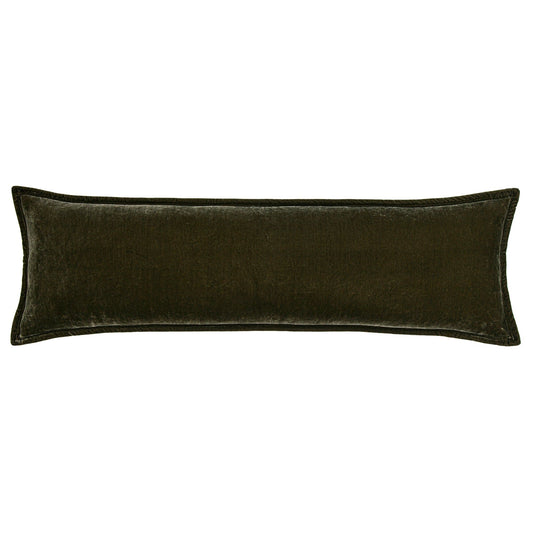 Stella - Faux Silk Velvet Long Lumbar Pillow - Fern Green