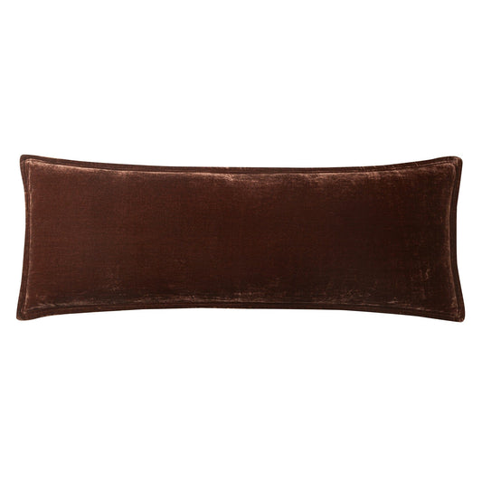 Stella - Faux Silk Velvet Long Lumbar Pillow - Copper Brown
