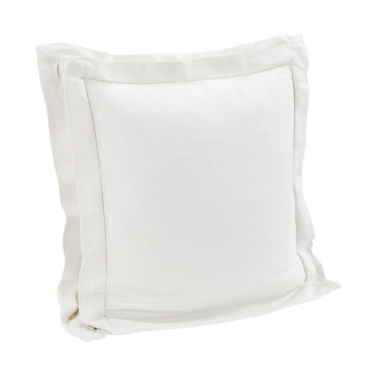 Luna - Double Flanged Washed Linen Pillow - White