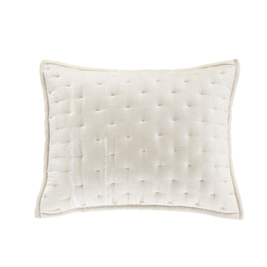 Stella - Faux Silk Velvet Pintuck Pillow Sham - Stone