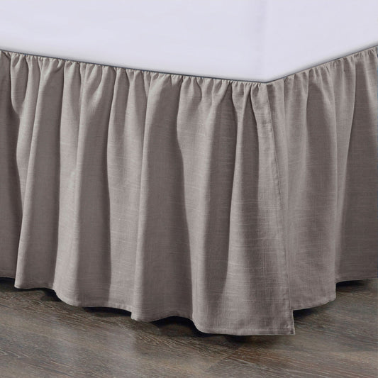 Lily - Queen Washed Linen Gathered Bed Skirt - Taupe