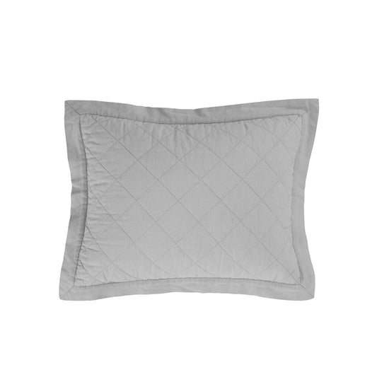 Diamond Linen - Linen Cotton Diamond Quilted Boudoir Pillow - Gray